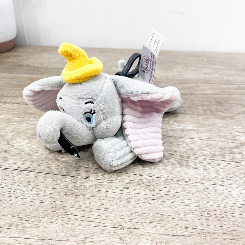 Disney Scentsy Buddy Clip Dumbo Elephant Plush Backpack Clip Gray Yellow Hat - Picture 2 of 14